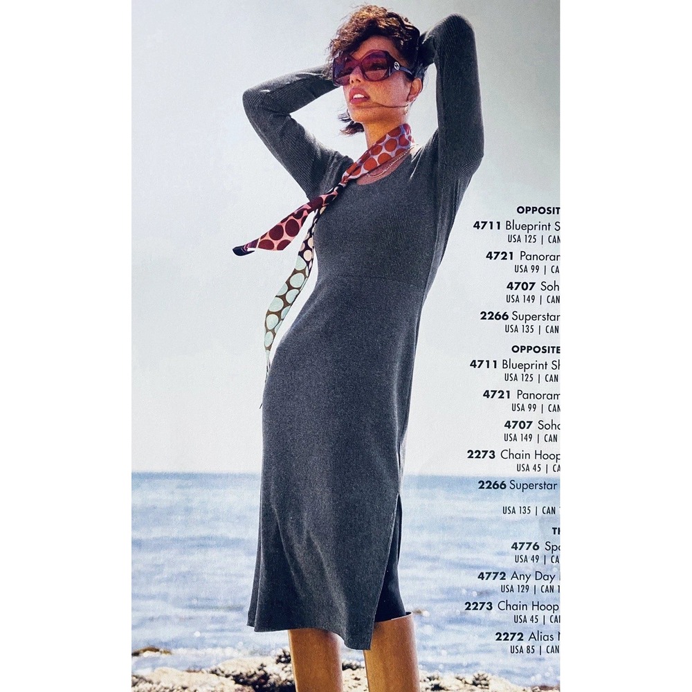 Cabi Ribbed Knit Midi Dress Long Sleeve Casual Everyday Gray‎ Size S